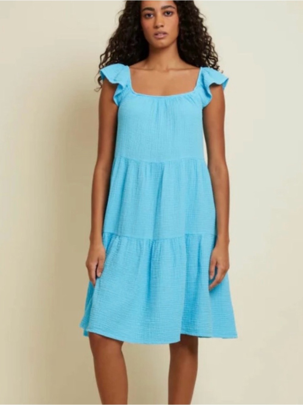 Nation LTD Noa Ruffled Midi Dress in Turks & Caicos Turquoise Size XS